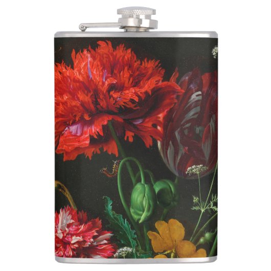 ガラスの花瓶で花を飾る静物詩 フラスク (正面)