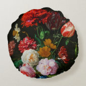 ガラスの花瓶で花を飾る静物詩 ラウンドクッション (裏面)