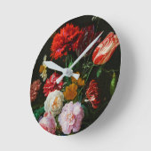 ガラスの花瓶で花を飾る静物詩 ラウンド壁時計 (傾斜)