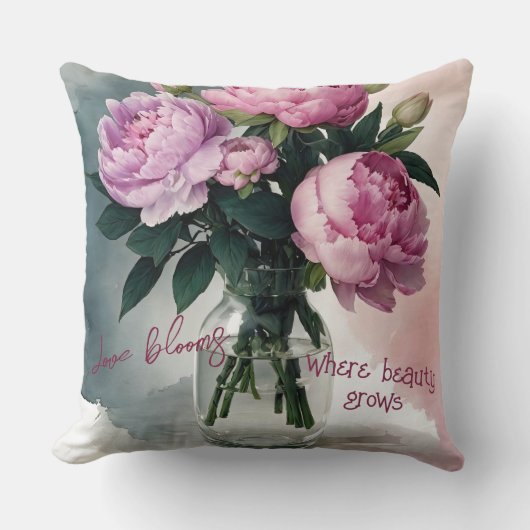 ガラスの花瓶で顔を赤くさせる装飾用クッション クッション (正面)