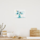 ガラスの花瓶に入った青い花 ポスター (キッチン)