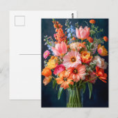 ガラスの花瓶に活けた明るい春のブーケ ポストカード (正面/裏面)