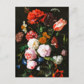 ガラスの花瓶に花を飾る静かなクラシック生活 ポストカード (正面)