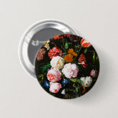 ガラスの花瓶に花を飾る静かなクラシック生活 缶バッジ (正面&裏面)