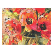 ガラスの花瓶のポピー黒い輪郭アート テーブルクロス (正面(横))