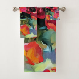 ガラスの花瓶の中のケシ バスタオルセット