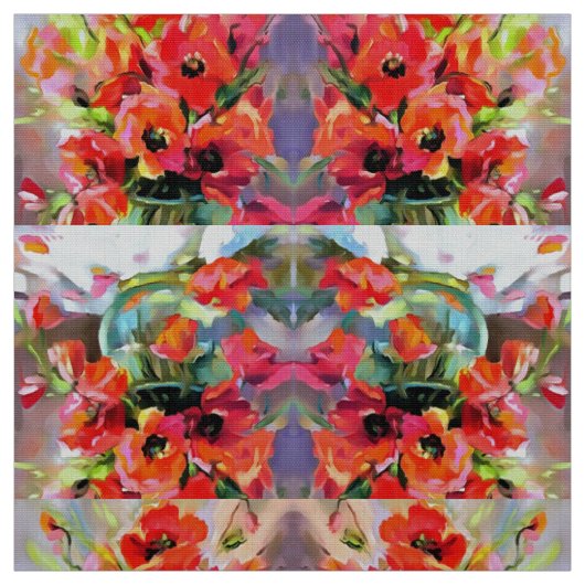 ガラスの花瓶の中のケシ ファブリック (見本)