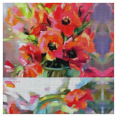 ガラスの花瓶の中のケシ ファブリック (クローズアップ)