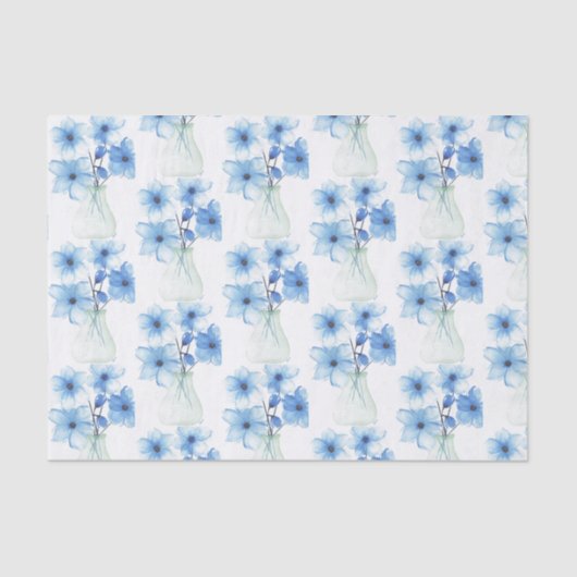 ガラスの花瓶の青い花 薄葉紙 (正面)