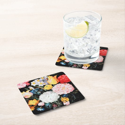 ガラスの花Jan Brueghel the Younger スクエアペーパーコースター (インサイチュ)