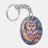 ガラスの静けさフローラステンドグラスの窓 キーホルダー (正面左)