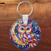 ガラスの静けさフローラステンドグラスの窓 キーホルダー (正面)