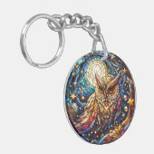 ガラスの静けさフローラステンドグラスの窓 キーホルダー (正面左)