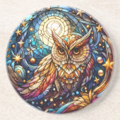 ガラスの静けさフローラステンドグラスの窓 コースター (正面)