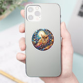 ガラスの静けさフローラステンドグラスの窓 シール (スマートフォン)