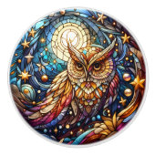 ガラスの静けさフローラステンドグラスの窓 セラミックノブ (正面)