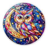 ガラスの静けさフローラステンドグラスの窓 セラミックノブ (正面)