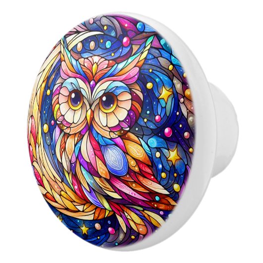 ガラスの静けさフローラステンドグラスの窓 セラミックノブ (右)