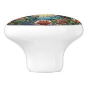 ガラスの静けさフローラステンドグラスの窓 セラミックノブ (側面)