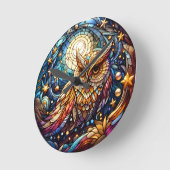 ガラスの静けさフローラステンドグラスの窓 ラウンド壁時計 (傾斜)