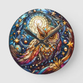 ガラスの静けさフローラステンドグラスの窓 ラウンド壁時計 (正面)