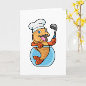 ガラスの魚がスプーンで調理する カード (黄色い花)