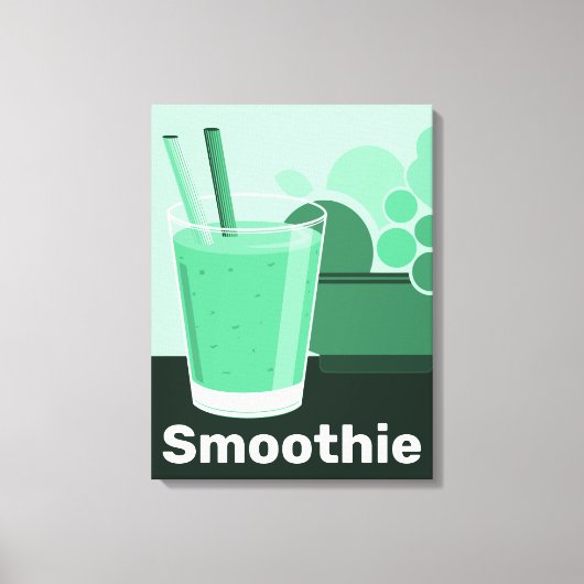 ガラスの黒 – 白 – 緑のキッチンウォールアート – キャンバス (正面)