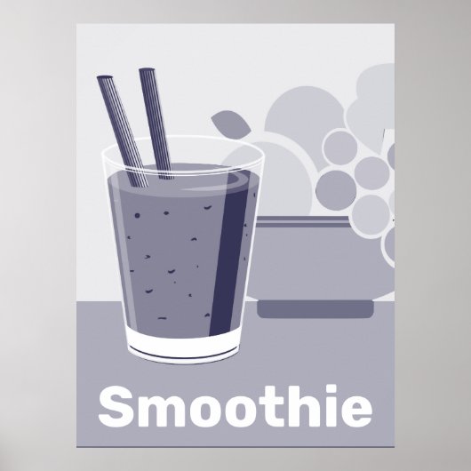 ガラスの黒、白、青のキッチンウォールアート – ポスター (正面)