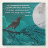 ガラスはポーの詩と緑の中のレイヴンをコースター ガラスコースター (正面)