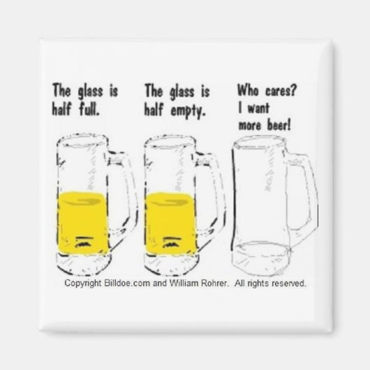 ガラスは半分満ちていて空いている マグネット (正面)