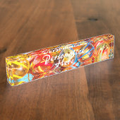 ガラスは古い学校のカラフルを台無しにする デスクネームプレート (側面)