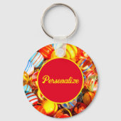 ガラスは古い学校のヴィンテージを大理石 キーホルダー (正面)