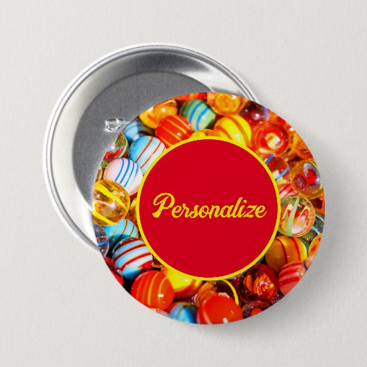 ガラスは古い学校のヴィンテージを大理石 缶バッジ (正面&裏面)