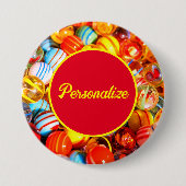 ガラスは古い学校のヴィンテージを大理石 缶バッジ (正面)