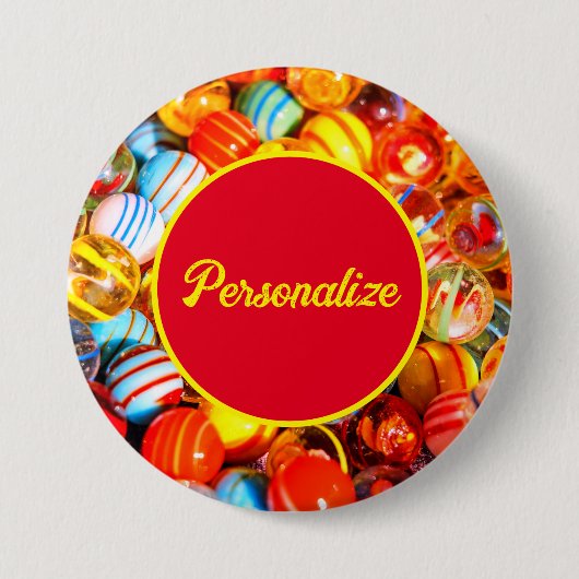 ガラスは古い学校のヴィンテージを大理石 缶バッジ (正面)