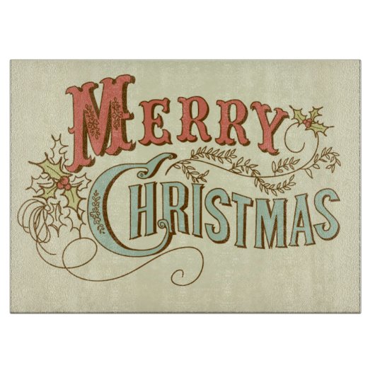 ガラスまな板かメリークリスマス カッティングボード (正面)