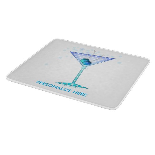 ガラスまな板、マルティーニの青いデザイン カッティングボード (角)