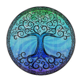 ガラスまな板- 「Lifeのケルト族の木 カッティングボード