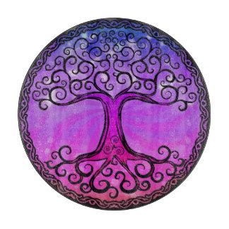 ガラスまな板- 「Lifeのケルト族の木 カッティングボード