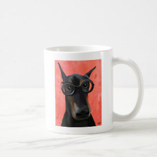 ガラスを持つドーベルマン犬 コーヒーマグカップ