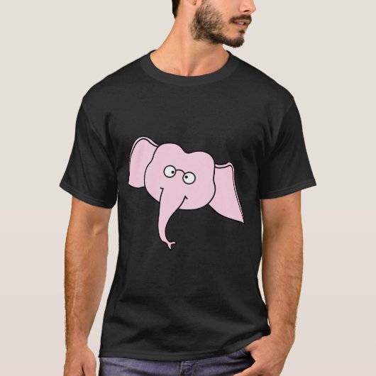 ガラスを持つピンク象。 漫画 Tシャツ (正面)