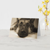 ガラスを持つ犬 カード (黄色い花)