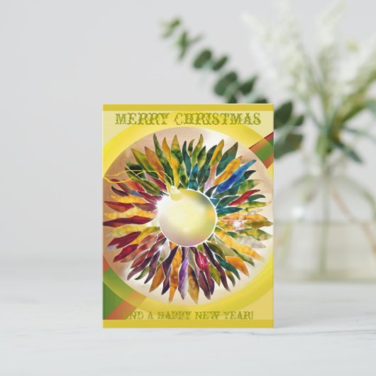 ガラスを飾るメリークリスマス シーズンポストカード (スタンド正面)