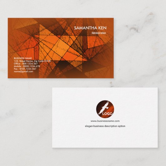 ガラスエレガントなブラウンAdminの名刺を汚して下さい 名刺 (正面/裏面)