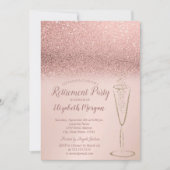 ガラスエレガントバラ金ゴールドグリッター《写真》ぼけ味退職 招待状 (正面)