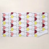 ガラスオブレッドホワイトロゼグラスワイナリーワイン恋人 ビーチタオル (正面)