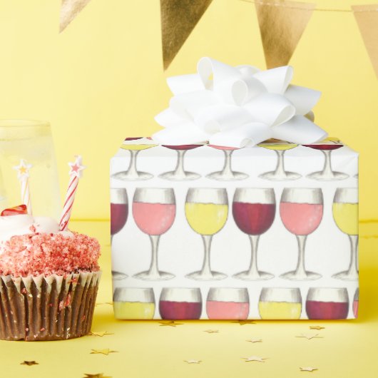 ガラスオブレッドホワイトロゼグラスワイナリーワイン恋人 ラッピングペーパー (誕生日パーティー)