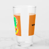 ガラスオレンジ色の緑のテーマでウェルカムホームメッセージ タンブラーグラス (左)