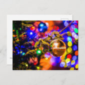 ガラスオーナメントボール、明るいライト ポストカード (正面/裏面)