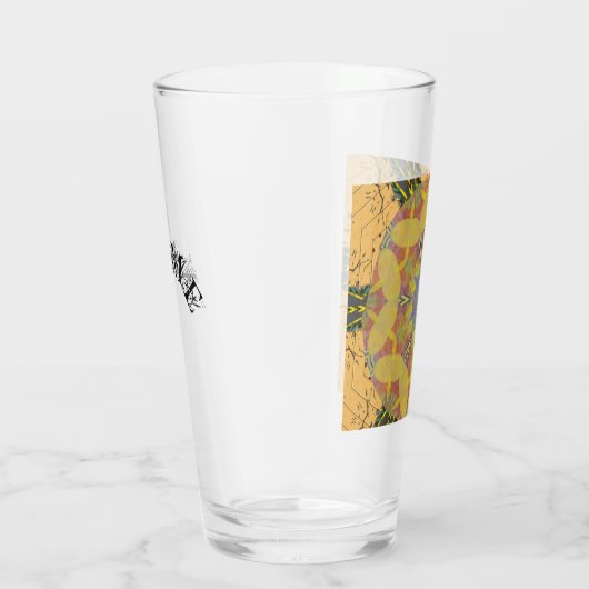 ガラスカップバラのような万華鏡のように千変万化するパターンアート,イエロー タンブラーグラス (右)